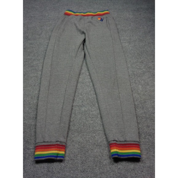 Aviator Nation Pants - Aviator Nation Sweatpants Womens S Gray Neon Striped Classic Comfort